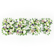 An intimate, horizontal sympathy tribute spells the word SON in three hand-formed letters laid against a crisp white background. Each letter is densely filled with predominantly white blooms - large, softly layered chrysanthemums and full carnations create a cloud-like foundation, while striking white anemones sit like quiet watchful eyes with their near-black centers offering tender contrast. Scattered through the composition are pale lavender and light purple sprigs that give the display a gentle depth: tiny clusters of mauve filler and ruffled pale roses provide moments of colour without disturbing the arrangement's calm. The edges of each letter are framed by feathery fern fronds and small green button chrysanthemums, their fresh leaf-work lending a living border that defines the shapes and adds a cool, verdant breath to the palette. From a florist's perspective you can almost feel the texture - the velvety anemone petals, the dense cushion of chrysanthemum heads, and the crisp, slightly ferny scent that rises when the piece is carried into a quiet room. A dark structural base peeks through in places, holding each letter with discreet firmness so the overall effect remains solemn and composed. This is the kind of personalised floral lettering we prepare for farewell services, grave-side tributes, or memorial viewings in and around Tufnell Park - a visual, tactile message of love and remembrance that reads plainly from the front pew. In soft morning light the whites glow with clarity, the lilacs settle into shadowed pockets, and the whole arrangement becomes a comforting, respectful presence for family and friends gathered to remember a beloved son.