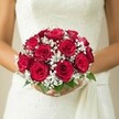 Overflowing with romance and tradition, this image features a bride in Tufnell Park whose hands lovingly cradle a vibrant domed bouquet-a classic blend of deep red roses, each flower a whirl of tightly packed, velvety petals that exude warmth and devotion. Scattered liberally throughout the arrangement, airy clusters of pure white baby's breath weave gentle threads of elegance, standing out like miniature clouds against the rich backdrop of crimson. Lively green leaves peek from beneath, anchoring the display with a whisper of freshness akin to the local green spaces of Campdale Road. The bride's manicured hands encircle the stems just above a chic, textural wedding gown, whose possible lacework and soft draped sash evoke the bespoke, independent style of Tufnell Park's community. The image is softly lit-perhaps echoing the gentle morning light streaming through a neighbourhood window-and the creamy, neutral background is blurred to hold all attention on the bouquet and bride. This bouquet, an emblem of passionate love and classic taste, feels especially at home here in Tufnell Park, ready for joyful celebrations and vows exchanged amidst the area's enduring charm and leafy enclaves.