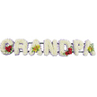 A lovingly designed sympathy tribute spells out the word GRANDPA in bold, horizontal floral letters, the arrangement photographed against a spotless white background that highlights the craftsmanship of a local Tufnell Park florist. Each capital is densely massed with pure white cushion chrysanthemums, creating a thick, downy texture that looks soft and comforting, like a favourite blanket gently folded at the end of a bed. Along the outer edge of every letter runs a neat, pale lavender-purple ribbon, giving a precise outline and a subtle hint of colour that feels calm and soothing. In the curve of the G, three or four deep red roses nestle among glossy green leaves, their velvety petals forming a rich focal point symbolising devotion and affection. Further along, the first A carries a graceful spray of yellow-green orchids, some with touches of reddish tone at the throat, their slender petals adding an elegant, almost contemporary note. The rounded D echoes the G with another compact cluster of red roses set among greenery, while the final A repeats the fresh yellow-green orchids, creating a gentle rhythm of colour from one end of the tribute to the other. Discreet metal bars behind the letters quietly link and support them, ensuring the word sits straight and secure when placed beside a coffin or memorial display. The interplay of white, crimson, and orchid green blooms creates a poignant farewell piece, ideal for families in Tufnell Park who wish to honour a cherished grandfather with a tribute that feels both personal and serenely traditional.