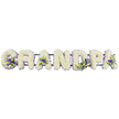 A refined and deeply personal funeral tribute in the photograph spells out GRANDPA in tall, white floral letters, arranged in a straight line against a simple, uncluttered white background. Each capital letter is built on a hidden frame and completely blanketed with tight clusters of small white chrysanthemums or similar funeral blooms, their petals overlapping to create a soft, snowy texture. The whiteness of the flowers feels calm and sincere, like a quiet moment of reflection shared by family at a memorial service. Carefully placed within the shapes of the letters are pockets of contrasting colour: deep purple and lavender blossoms rise from between the white petals, accompanied by small sprigs of fresh green foliage, adding movement and dimension. These accents repeat at key points, such as the rounded curve of the 'G', the inner triangle of the first 'A', the upright of the 'D', and the loop of the 'P', guiding the eye smoothly along the tribute from left to right. A narrow, dark green bar runs discreetly beneath the line of letters, offering support while staying mostly invisible, so the focus remains on the flowers. The composition has a gentle, composed presence, the sort of arrangement that could be placed lovingly beside a coffin during a service in Tufnell Park or laid at a graveside after the ceremony. Crafted with the quiet expertise you'd expect from a long-standing local shop like Flowers Tufnell Park, the piece captures the tenderness, respect, and enduring affection held for a grandfather, while the cool palette of white, purple, and green offers a sense of calm to grieving relatives gathered from across North London.