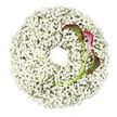 Against a spotless white background, a circular funeral wreath appears almost to float, its form built entirely from a thick ring of white Baby's Breath. The Gypsophila is so densely packed that the wreath resembles a soft, snowy cloud, with countless tiny blossoms giving a fine, lacy texture that feels delicate yet full. The interior of the wreath is an open circle, framing empty space like a gentle pause. In the lower right quadrant, two Calla Lilies add drama and colour. Their trumpet-shaped blooms curl in smooth, sculptural lines, starting with a deep burgundy, almost wine shade at the outer edges, then gradually easing into magenta and finally into subdued green near the throat of each flower. Their long, slender stems are a clear, vital green, curving gracefully and tucking back into the mass of Baby's Breath, which seems to support them like a cushion. The arrangement is simple but very intentional, with the contrast between airy white and rich dark tones creating a contemporary yet reverent look. It feels like a thoughtful tribute someone in Tufnell Park might choose to send for a funeral or memorial service, perhaps at a small local chapel or cemetery. The image suggests quiet respect, enduring love, and a wish to honour someone's memory with natural beauty rather than excessive decoration, the kind of refined design a careful local florist would craft for a final farewell.