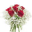 The bouquet, as captured here by a Tufnell Park floral artisan, resonates with the kind of quiet, exquisite charm that speaks volumes. Six plush, intensely red roses rise in proud symmetry from the centre, each bloom unfurling velvet-soft petals in a spiral of passionate colour. Embracing these robust blooms is a billow of baby's breath: hundreds of delicate white florets that look like a drift of clouds or a gentle north London fog settling over morning gardens. The roses' subtle fragrance mingles with the crisp perfection of just-cut greenery, their vibrant stems gathered neatly at the base to assure freshness from shop to doorstep-whether delivered to a family townhouse off Tufnell Park Road or presented in celebration at a nearby park. There's a balance and purity in the stark interplay of bright whites and deep reds, reflecting time-honoured romance as well as the simple joys of community life in Tufnell Park. This arrangement is the embodiment of sincere affection-crafted for anniversaries, birthdays, or spontaneous tokens of care-conveying elegance and heartfelt emotion in a form that will be remembered long after the petals unfurl.