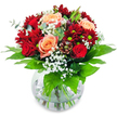 With an inviting warmth that echoes a summer morning in Tufnell Park, this bouquet brings together lush crimson chrysanthemums and radiant red roses, each petal unfurling in a luxurious spiral. Nestled among them, buttery apricot roses provide just the right softness, their gentle hue reminiscent of sunlight on Market Road. Cloudlike sprays of white gypsophila float around the bold flowers, their delicate forms offering a misty contrast that lightens the overall design. Framing the arrangement is a generous collar of broad, shiny green leaves, their reflective surfaces lending a sense of vigor and life-like stepping into a botanical haven off Tufnell Park Road. Encased within a round, clear glass vase, the stems are elegantly visible, showcasing honesty of composition and freshness, as if just gathered from a local market. The bouquet feels naturally romantic-a meaningful gesture for lovers, anniversaries, or moments of heartfelt connection. Its fragrance is a subtle interplay of sweet rose and fresh greenery, recalling the gentle beginnings of a Tufnell Park dawn. Every detail reflects the careful artistry of a local florist, blending emotion with elegance in a piece designed to bring a touch of everyday magic into someone's world.