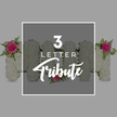 A serene studio-style image on a pale grey background focuses on a three-letter floral tribute spelling MUM, the kind of design often placed beside the coffin at a funeral service in Tufnell Park. Each letter is constructed on a robust frame and entirely covered with tight white chrysanthemums, their numerous ruffled petals forming a soft, almost cushion-like surface. The white flowers flow seamlessly along the contours of the letters, suggesting purity, love, and a sense of peaceful farewell. Over the centre of the tribute sits a clean white rectangular overlay, which acts as both frame and label. Inside it, elegant white text reads 3 LETTER in a modern, sans-serif uppercase font, with the word Tribute written underneath in a graceful, handwritten-style script, clearly linking what is seen to the concept of personalised funeral letter tributes. Gentle bursts of colour are introduced through carefully placed accent flowers. On the first M, at the upper left, a rich cluster of fuchsia-pink roses and smaller blush rosebuds nestles among soft green fern foliage, echoing the natural greenery seen in local Tufnell Park gardens and streets. The central U carries a single delicate pink rose at its base, small but poignant, like a quiet token of affection. The final M mirrors the first, with matching pink roses and fern on the upper right, creating a harmonious frame around the middle letter. Around the outer edges of the image, just beyond the white overlay, the partial sides of more chrysanthemum letters are visible, each trimmed with similar pink roses and greenery, suggesting a wider selection of bespoke names and words that can be crafted in the same peaceful, loving style for families across Tufnell Park.