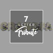 Set against a smooth, neutral grey background, this image focuses on a stylish central graphic and a heartfelt floral tribute, the style echoing modern funeral arrangements often delivered around Tufnell Park and nearby Gospel Oak. A dark charcoal square, neatly framed with a slim white border, sits in the middle of the composition. Within it, bright white lettering clearly states 7 LETTER Tribute: the bold numeral 7 crowns the design, LETTER appears beneath in tidy uppercase type, and the word Tribute flows underneath in an elegant, script-like font that adds a touch of softness. Peeking from behind this square, stretching from left to right, is a seven-letter floral arrangement that spells GRANDMA, although some letters are partially obscured. Each letter stands proud on its own frame, closely covered with compact white chrysanthemums that form a dense, velvety surface, evoking purity, respect and gentle remembrance. Scattered throughout are small groupings of deep purple flowers, likely lisianthus or dainty roses, carefully placed along curves and corners, and complemented with short stems of fresh green foliage. These purple accents introduce depth and contrast while preserving the overall serene, white-dominated look. The photograph subtly showcases a bespoke service: turning a significant seven-letter word or name into floral letters for a funeral or memorial. It suggests how a family in Tufnell Park might choose to honour a cherished grandmother with a tailor-made flower tribute displayed beside the coffin, at the altar, or near the photo table, allowing the name Grandma to be expressed in petals, fragrance and quiet colour.